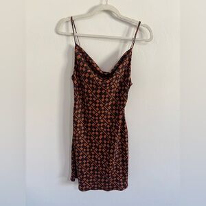 Urban Outfitters Black and Orange Checkered Mini Dress - Size S